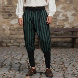 Retrò Vintage Medievale 17° secolo Pantaloni da pirata Pirata Cavaliere Vichingo Crociato Ranger Coulisse A righe Costume Per uomo Costumi da pirata Halloween Carnevale LARP Fiera Rinascimentale