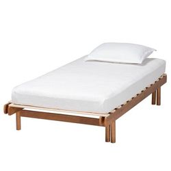 Bolivia Mid-Century Modern Walnut Brown Wood Expandable Twin To King Bed Frame by Baxton Studio in Walnut Brown