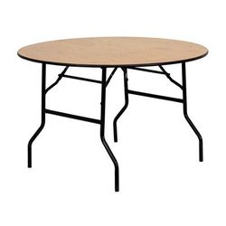 MoTak M121 48" Round Folding Banquet Table w/ Plywood Top, 30 1/4"H, Black