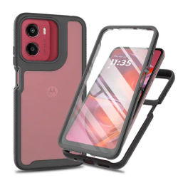 Moto G25 G15 Shockproof Clear Case Built in Screen Protector Full Body Rugged Defender Cover for Motorola G05/E15 Case