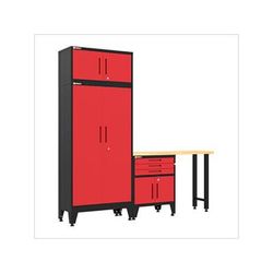 Armadillo Tough Red 4-Piece Garage Cabinet Set with Levelers
