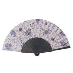 Flower Queen,'Lilac Floral Silk Batik Fan from Bali Artisans'