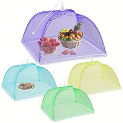 TEMU 4pcs 17-inch Pop-up Mesh Food Cover Tents, Large Reusable Foldable Screen Protector, Outdoor Food Cake Dome, Screen Tent, Bbq, Prevents Flies And