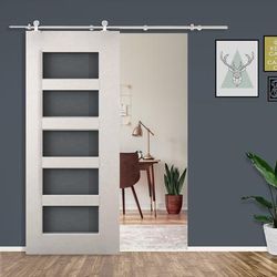 TEMU Wooden Sliding Door Kit Stainless Steel Smooth Operation Hardware Track Kit System Unit For Single Door 2000mm