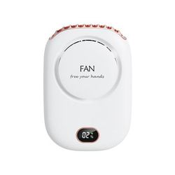 TEMU Usb Rechargeable 2000mah Portable Mini Neck Fan With Lanyard - Settings, Lightweight & For Outdoor, Dorm, Office, And Travel - White, Portable Fan
