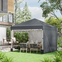 TEMU 3 X 3 (m) Pop Up Gazebo With 2 , Leg Weight Bags And Wheeled Bag, Height Adjustable Party Shelter For Garden, Patio, Dark Grey