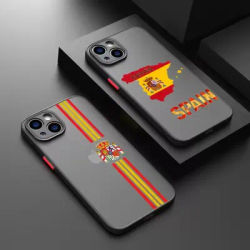 Spanish Flag National Emblem Matte Transparent For iPhone Case 16 15 14 13 12 11 Pro XR XS Max 7 8