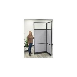36"W x 7'H Acoustical Office Panel in Cool Gray PET and Black Frame w/Window