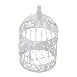 TEMU Elegant White Cage - Wedding Decor, Hanging Stand & Home Accent, 19cm Diameter