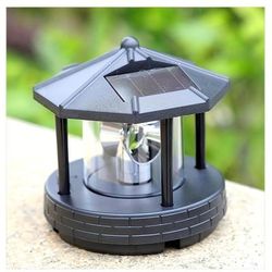 TEMU Solar-powered Rotating Landscape Lantern - Outdoor Garden, Camping & Holiday Decor With Clear Glass Panel & Durable Plastic, Solar Outdoor Decorations