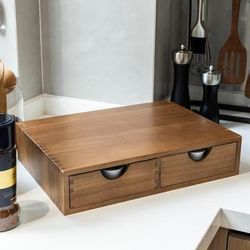 TEMU Wooden Coffee Pod Storage Box, Coffee Pod And Tea Set Storage Rack, K Pod Drawer Coffee Machine Holder, Cafe Storage Box, Kcup Drawer Storage Box, Coffee Machine, 30 Pod Capacity