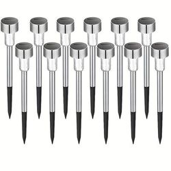 TEMU Solar Lights Outdoor, Stainless Steel Led Landscape Lighting Solar Powered Outdoor Lights Solar Garden Lights For Pathway, Walkway, Patio, Yard, Lawn - 1 Pack/ 8 Pack/10 Pack/12 Pack