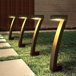 TEMU Hotu 4pcs Solar Pathway Lights, Bright Outdoor Lighting With Automatic , Modern Black & For Yard, Landscape, Sidewalk, And Driveway, Solar Outdoor Lights