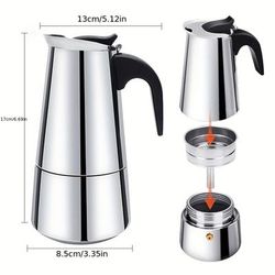 TEMU Stainless Steel Pot - 6-cup Manual Espresso Coffee Maker With Octagonal Filter, No Electricity Needed, Durable & Easy- For Home & Restaurant Use, Highquality Finish