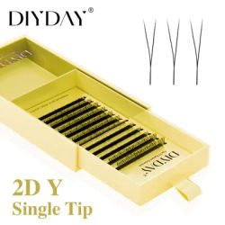 DIYDAY Single Tip 2D Y Eyelash Extension Soft Mink Lashes Premade 1500 Fans Y-Shaped False Eyelashes for Eye Makeup