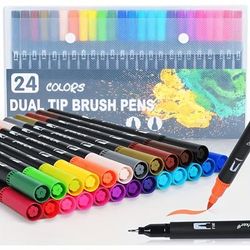 TEMU Double-headed Art Pen Set - Quick-drying, Mixed Colors, For Professional Art Use - Perfect Gift For Christmas, Halloween, Easter