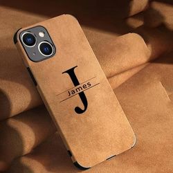TEMU Personalized Name Leather Phone Case For 15 14 Plus 11 Pro Max With Lens Protective Shockproof Back Cover