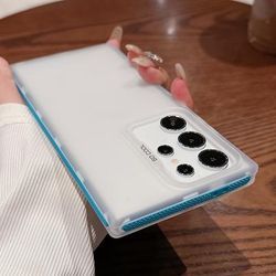 TEMU A Semi-transparent, Textured Phone Case Suitable For Galaxy S25, S24, S23 Ultra, Featuring A Contrasting For Grip And Drop Protection For S24, S23, And S21