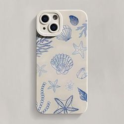 TEMU Shock-resistant Phone Cover Featuring A Design Of , Shells, And Seaweed, Made From Trendy And Durable Tpu, Suitable For Iphone Models 11 Through 16 Pro Plus And Pro Max.