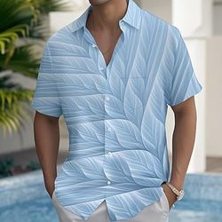 Per uomo Foglia di palma Piante Tropicali Camicia Camicia hawaiana estiva Camicia con Bottoni Manica Corta Hawaiano Vacanza Ferie Abbigliamento mare Estate Primavera Collo ripiegato Stampa 3D camicie