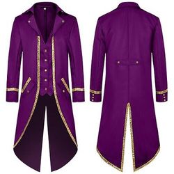 Retrò Vintage Rococò Medievale Cappotto Smoking Frac Costume Per uomo Reale Halloween Carnevale Feste LARP Fiera Rinascimentale Adulti Cappotto
