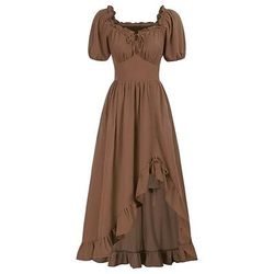 Retrò Vintage Medievale Rinascimento Midi Vestito Sotto il vestito Manica a Palloncino Vichingo Ispirato alla Reggenza Cottagecore Costume Per donna Fantasia Halloween Carnevale Vacanza LARP Fiera