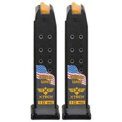 XTech Tactical Mag19-10 Freedom Series Black Glock 19 9mm Luger Handgun Magazine - 10 Rounds - 2 Pack - Black