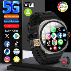 2025 nouvelle montre 7 montre Ultra intelligente 200W HD appel vidéo 4G/5G carte SIM Smartwatch GPS WIFI NFC 180 ° Caméra rotative horloge globale + boîte