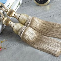 TEMU 1pc Polyester Curtain Tieback With Tassel Hanging Ball For Living Room Office Home Decor