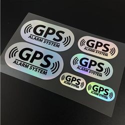 TEMU 6pcs/1 Set Reflective Laser Gps Alarm System Car Stickers Waterproof Diy Car Window Side Rear Windshield Sunshade Decorative Vinyl Stickers