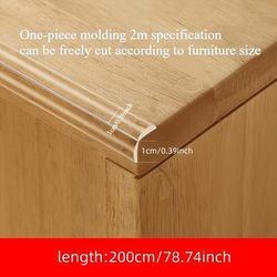TEMU 6.6 Foot Silicone Corner Protector - Thickened Guard With Pre- Strong Adhesive, Transparent Red, Protects Cabinets, Tables, And Drawers From Sharp Corners