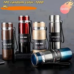 TEMU 800ml/1000ml (27oz/33.81oz) Steel Vacuum Insulated Water Bottle With Carry Strap, 24h , Leakproof Portable For Outdoor, Gym, Hiking, Camping, Travel, Water Bottle Insulated