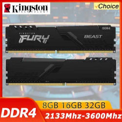 Kingston Fury Beast DDR4 8G 16G 32GB 3600 3200 2666Mhz RAM PC Memory 288Pin XMP2.0 Heatsink For Desktop AMD or INTEL Motherboard