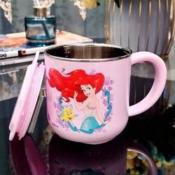 TEMU 260ml/8.79oz Adorable , Water Cup With Lid, Cinderella, Snow White Stainless Steel Inner Leak Proof Water Cup, Cup With Handle, Household Tableware, Camping Supplies, Idea Gift For Family