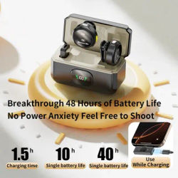 Wireless Lavalier Microphone Magnetic Noise Reduction With Charging Box Digital Display for iPhone Android Video Recording Vlog