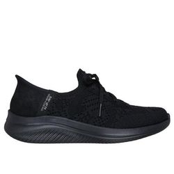 Skechers Women's Slip-ins Martha Stewart: Ultra Flex 3.0 - Back On Track Sneaker|Size 9.0 Wide|Black|Textile/Synthetic|Vegan|Machine Washable