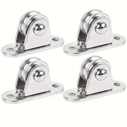 TEMU 304 Stainless Steel Pulley Set, Small Pulley Set Silent Pulley, Bearing Pulley Roller Double Bearing Silent Wheel, Heavy Duty Fixed Pulley Traction Guide Pulley