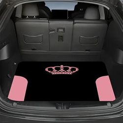 TEMU 1pc Stylish Pink And Black Polyester Trunk Liner - Protective, Easy- Mat For Vehicle Aesthetics, For Most Cars, Trunk Liner | Durable Trunk Mat, Trunk Organizer