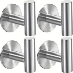 TEMU 1/2/4pcs Modern Metal Towel Hooks, Stainless Steel, Wall Mounted, Self-adhesive, Wall Mounted Installation, Suitable For Bathroom, Kitchen, Garage, Home