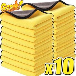 TEMU 10pcs Super Car Wipe Towel, Washcloth Dry Absorbent Microfiber Cleaning Cloth For Car Washing And Detailing