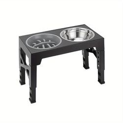 TEMU Adjustable Large Double Bowl Dog Elevated Stand Feeding