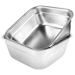 TEMU Washing Up Bowl Set, 2-in-1 Washing Up Bowl & Strainer Bowl, Stainless Steel Dish Tub With Colander, For Washing Rice And Draining, Vegetable And Preparation (medium)