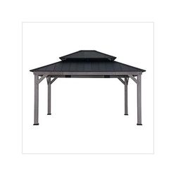 Sunjoy Group 13 x 15 Wooden Hardtop Gazebo with 2-Tier Metal Roof