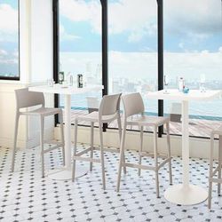SET OF 2 SENSILLA OUTDOOR STACKABLE BARSTOOL by Polder in Taupe