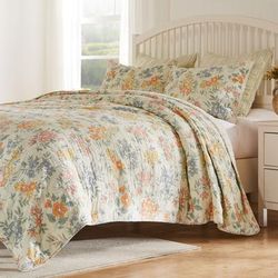Greenland Home Fashions Chloe Finely Stitched Reversible Floral Quilt Set, 3-Piece King/Cal King, P by Greenland Home Fashions in Pastel (Size TWIN)