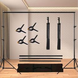 TEMU Adjustable Backdrop Stand For Photo Studio, Parties, Weddings - 7x7ft/2x2m With 3* Crossbars, 4 *clamps, And Balloon Arch Support Kit