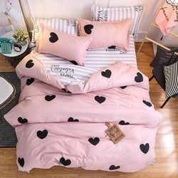TEMU 2/3pcs Loussiesd Reversible Microfiber Duvet Cover Set, Pink Heart Pattern, Themed, Soft Breathable Bedding, With Zipper Closure, Machine Washable, For , Gift-ready Quilt Cover Set