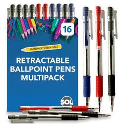 TEMU 16/64 Blue Red Black Retractable Ballpoint Pens 1.0mm Ink Tip