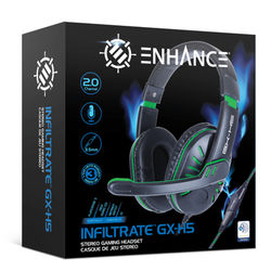 Enhance Infiltrate Gx-H5 - Headset - Full Size - Wired - 3.5 Mm Jack - Green - Teamspeak Certified
