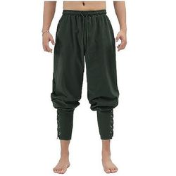 Retrò Vintage Medievale Rinascimento Pantaloni da pirata Pirata Vichingo Ranger Tinta unita Costume Per uomo Costumi da pirata Fantasia Halloween Carnevale Performance LARP Fiera Rinascimentale Adulti